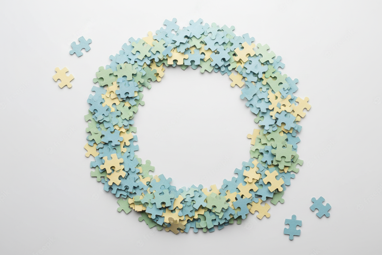 change the pieces from being together to being slightly messy on top of each other in a circle (leave the middle of the circle empty)